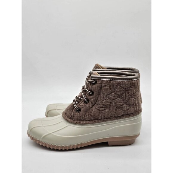 Magellan Women's Boots Size 7 M Beige Quilted Duck Boot Rubber Winter Waterproof - Picture 7 of 10